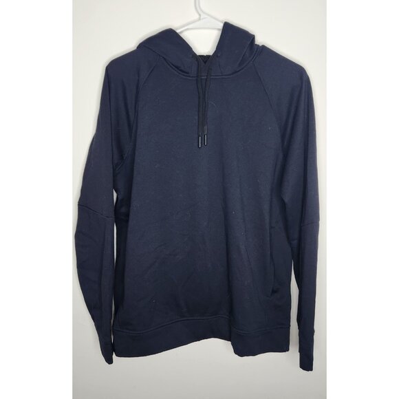 Lululemon Hoodie Mens Medium Navy Blue Pullover Athletic Raglan Sleeve Pockets - Picture 1 of 5